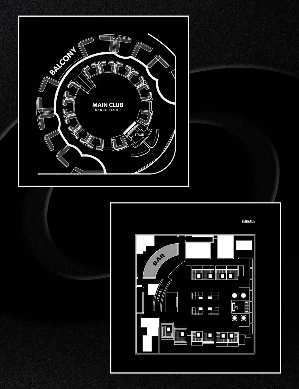 NOVA SD main club and terrace floor plans