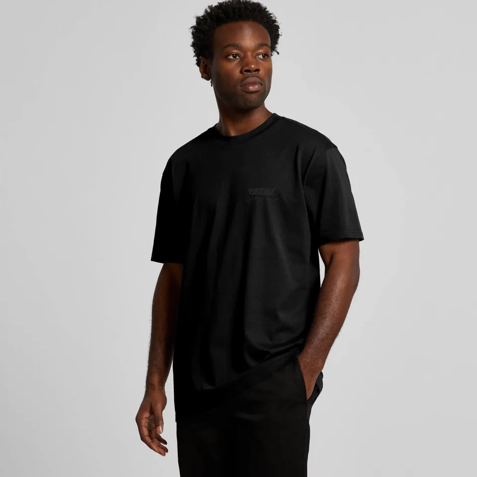 YSTRDAY classic tee in loose black, product mockup