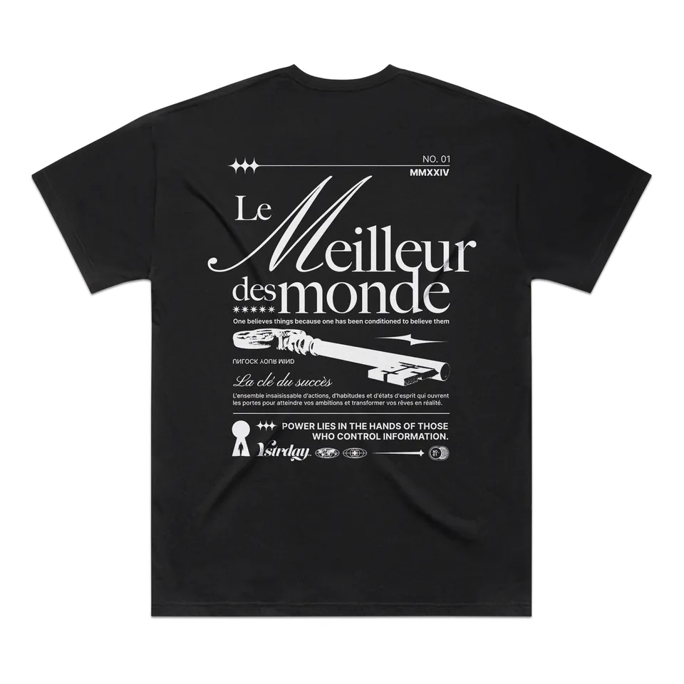 YSTRDAY oversized Keys tee in black, back print