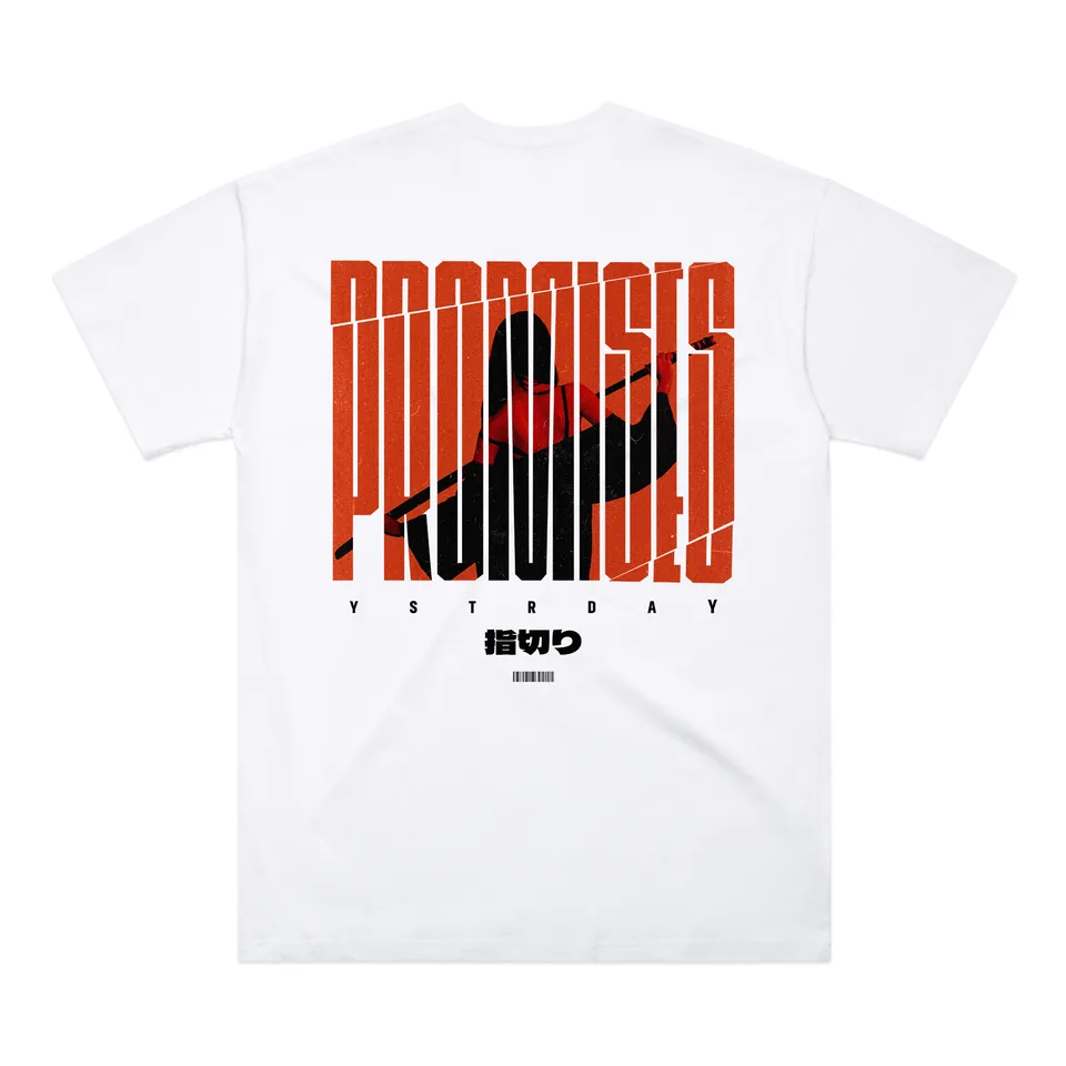 YSTRDAY Promises tee in white, back print